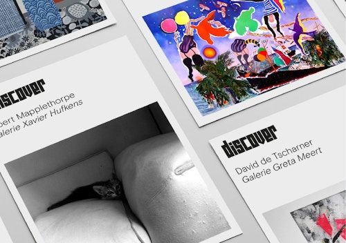 Series of posters presenting different artists' works