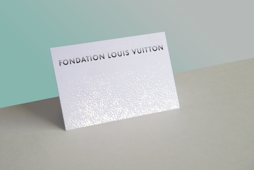 Shiny card designed for Fondation Louis Vuitton