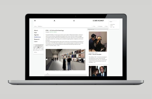 View of the website designed for Haus Der Kunst on desktop