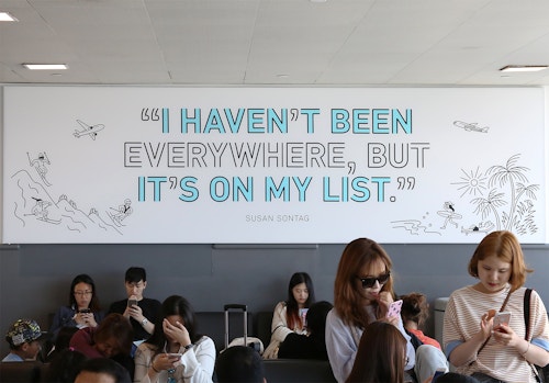 Poster on a traveling wish list in Jfk Terminal 4