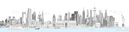 A banner illustration of the city of New York
