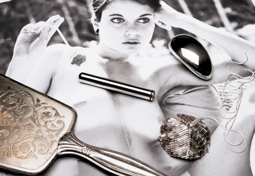 Set of beauty accessories on a table