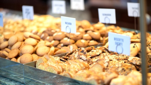 Close-up view of Dandoy biscuits