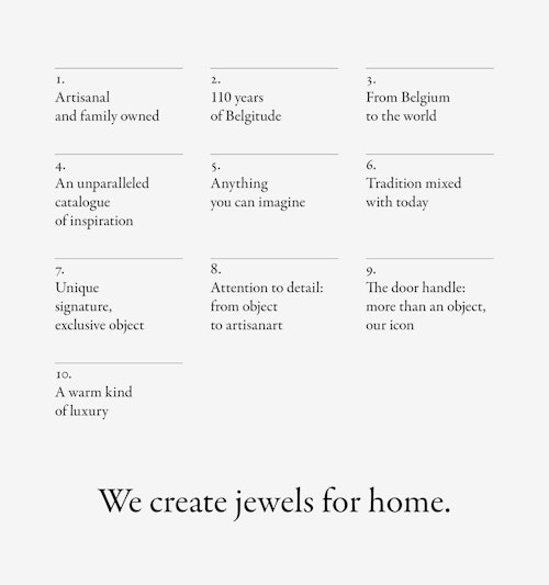 The manifesto of Maison Vervloet designed as a list of principals