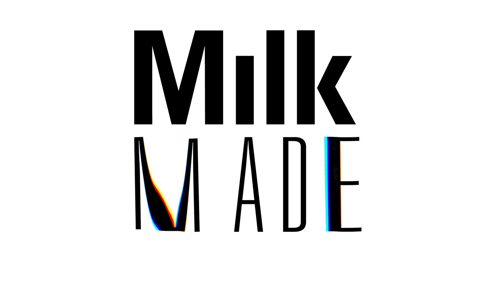 Animation of the logo "Milk Made" with glitch effects