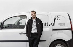 Application of the mitsulift logo on a truck