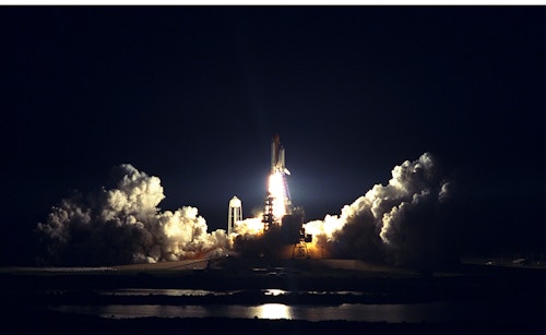 A rocket taking off
