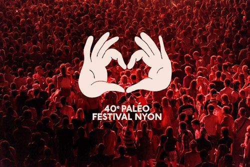 Poster for the Paleo Festival with a drawing of a hand forming a heart