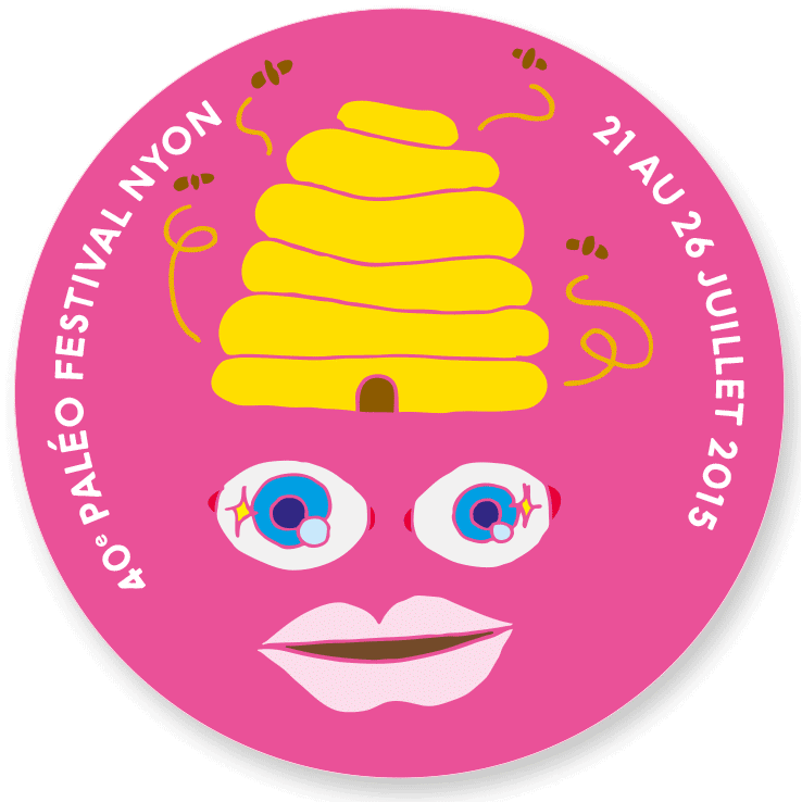 Gif of the different stickers designed for the Paleo Festival