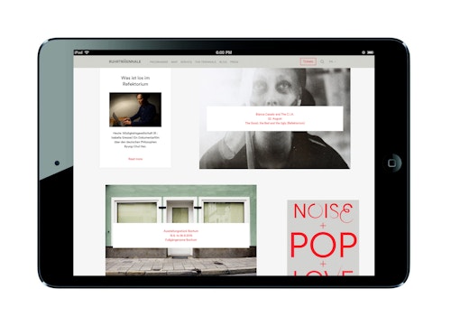 A page of the website developed for Ruhrtriennale displayed on a tablet