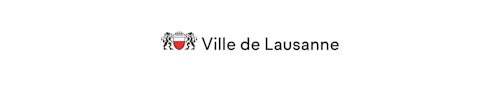 white banner with the identity designed for the City of Lausanne